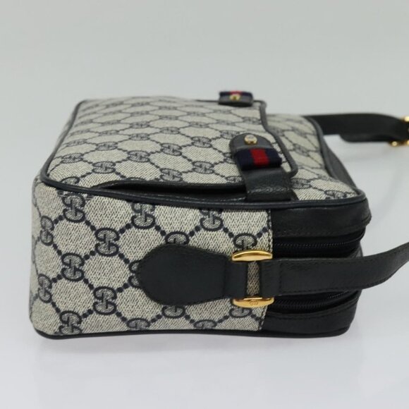 GUCCI GG Supreme Sherry Line Shoulder Bag PVC Navy Gold - Picture 4 of 15